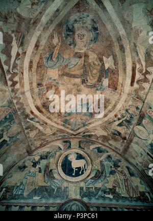 PANTOCRATOR - PINTURA MURALE DE LA ERMITA DE LA VERA CRUZ DE MADERUELO - SIGLO XII - ROMANICO ESPAÑOL. Auteur : anonyme. Emplacement : Museo del Prado-PINTURA, MADRID, ESPAGNE. Banque D'Images