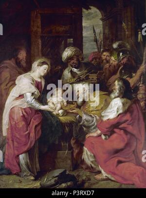 Adoration des Mages - 1626-29 - 283x219 cm - Huile sur toile - baroque flamand. Auteur : Peter Paul Rubens (1577-1640). Lieu : MUSÉE DU LOUVRE-peintures, FRANCE. Aussi connu sous : ADORACION DE LOS REYES MAGOS. Banque D'Images
