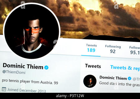 Dominic Thiem Twitter page (2018) Banque D'Images