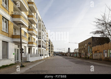 Berlin, Allemagne, développement de nouveaux logements et le Club Rosi dans la Revaler Strasse à Berlin-Friedrichshain Banque D'Images