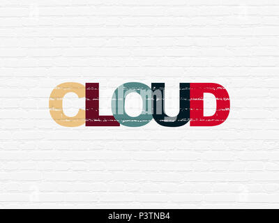 Cloud computing concept : Nuage sur wall background Banque D'Images