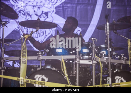 Zagreb, Croatie. 19 Jun, 2018. Body Count, le groupe de heavy metal américain, effectue un concert live à à Zagreb. Ici le chanteur et rappeur Ice-T est représenté sur scène. Credit : Deyan Baric/Alamy Live News Banque D'Images