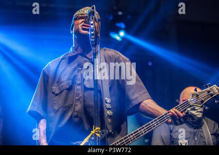 Zagreb, Croatie. 19 Jun, 2018. Body Count, le groupe de heavy metal américain, effectue un concert live à à Zagreb. Ici le chanteur et rappeur Ice-T est représenté sur scène. Credit : Deyan Baric/Alamy Live News Banque D'Images