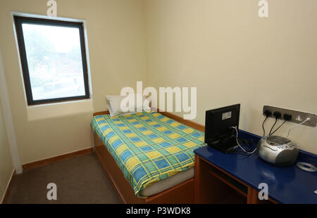 Une cellule à Woodlands Centre de justice pour mineurs à Bangor, Co Down, Irlande du Nord. Banque D'Images