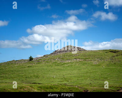 Lone figure en haut de Sharpitor dans Datmoor National Park, Devon, Angleterre Banque D'Images