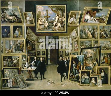 L'Archiduc Léopold Wilhelm, dans sa galerie de Bruxelles. Archiduque Leopoldo Guillermo en su galería en Brusela. La peinture (983X1.29). Madrid, musée du Prado. Auteur : David Teniers le Jeune (1610-1690). Emplacement : Museo del Prado-PINTURA, MADRID, ESPAGNE. Banque D'Images