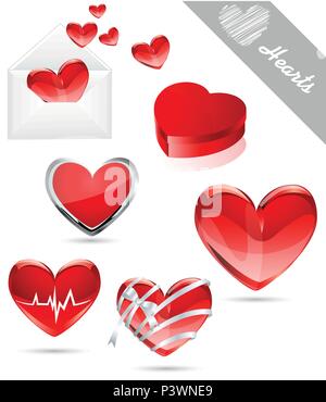 Saint Valentin coeurs icônes Illustration de Vecteur