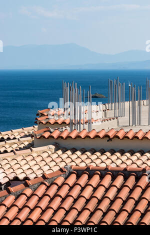 Propriété de vacances en Grèce prête pour un nouvel étage au-dessus. Banque D'Images