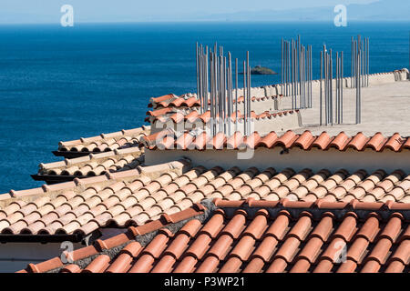 Propriété de vacances en Grèce prête pour un nouvel étage au-dessus. Banque D'Images