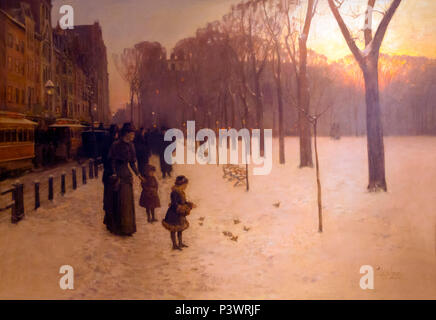 Au crépuscule, Boston Common, au crépuscule, Childe Hassam, 1885-1886, Musée des beaux-arts de Boston, Mass., USA, Amérique du Nord Banque D'Images