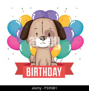 Petite Carte D Anniversaire Chien Mignon Image Vectorielle Stock Alamy