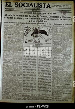 PERIODICO EL SOCIALISTA - 1932. Emplacement : Teatro Real, MADRID, ESPAGNE. Banque D'Images