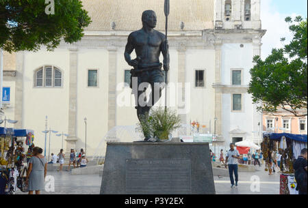 Monumento a Zumbí dos Palmares (Praça da Sé), em Salvador. Banque D'Images