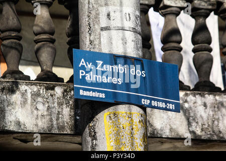 Placa de opération da Rua international Zumbi dos Palmares. Banque D'Images