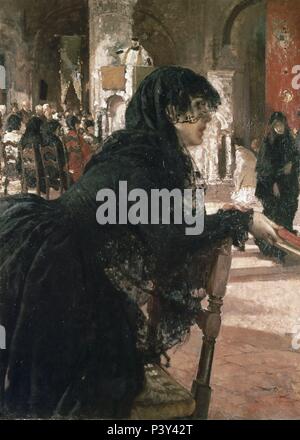 PALABRA DE DIOS (- SIGLO XIX. DEVOTA) Auteur : Mosè Bianchi (1840-1904). Lieu : MUSÉE NATIONAL D'ART MODERNE, ROME, ITALIE. Banque D'Images