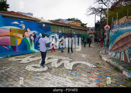 Beco do Batman situado na Vila Madalena, Zona oeste de São Paulo. Banque D'Images