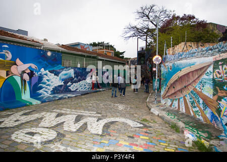 Beco do Batman situado na Vila Madalena, Zona oeste de São Paulo. Banque D'Images