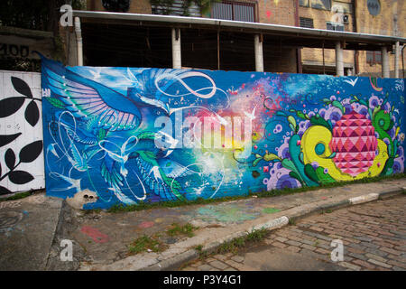 Beco do Batman situado na Vila Madalena, Zona oeste de São Paulo. Banque D'Images