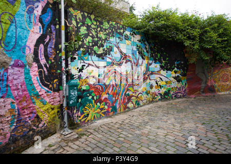 Beco do Batman situado na Vila Madalena, Zona oeste de São Paulo. Banque D'Images