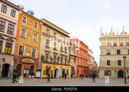 LUBLIN, Pologne - 16 janvier 2018 : rue Grodzka et Rynek place de la vieille ville de Lublin Banque D'Images