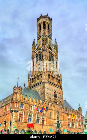 Le beffroi de Bruges, un clocher médiéval en Belgique Banque D'Images