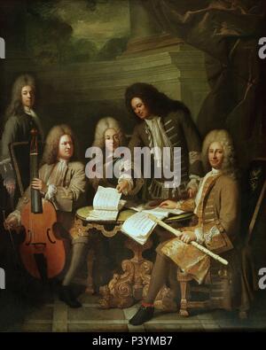 L'école française. Lully, La Barre et d'autres musiciens. Londres, galerie de portraits. Auteur : André (1656-1740) bouées. Lieu : NATIONAL PORTRAIT GALLERY, LONDRES, ANGLETERRE. Banque D'Images