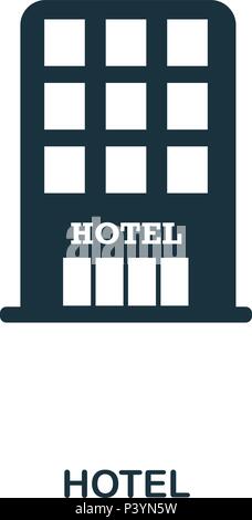 L'icône de l'hôtel. Application pour mobile, l'impression, l'icône du site web. L'élément simple à chanter. Hotel icon illustration monochrome. Illustration de Vecteur