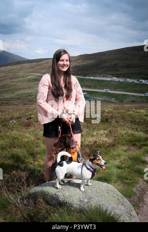 Portrait de jeune fille avec deux chiens Banque D'Images