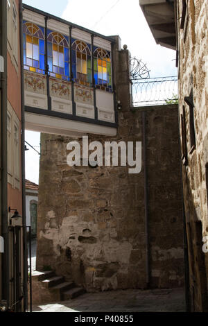 Vitrail sur une maison dans le quartier Ribeira de Porto, Portugal Banque D'Images