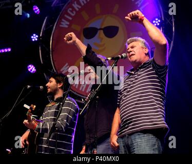 Fisherman's Friends, groupe de chant masculin de Tintagel, en Cornouailles, chant chants de marins à Wickham, Hampshire Festival UK, 4 août 2017 Banque D'Images