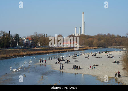 Vue sur la rivière Isar au printemps - Flaucher Banque D'Images