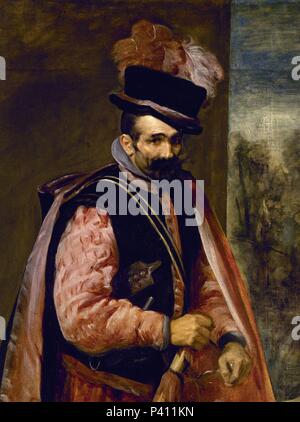 EL BUFON LLAMADO 'DON JUAN DE AUSTRIA' - DETALLE DE LA MITAD SUPÉRIEUR - siglo XVII - BARROCO ESPAÑOL - NP 1200 - CONJUNTO Nº 64118. Auteur : Diego Velázquez (1599-1660). Emplacement : Museo del Prado-PINTURA, MADRID, ESPAGNE. Banque D'Images