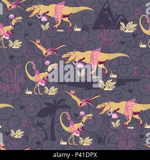 L'original avec motif transparent princesses dinosaure Illustration de Vecteur