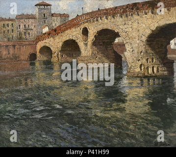 Frits Thaulow - Ponte Pietra Vérone 2 Banque D'Images