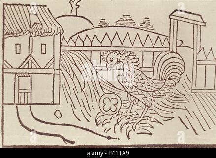 EL GALLO QUE ENCONTRO UN ZAFIRO - FABULA del Libro del buen amor DEL ARCIPRESTE DE HITA. Auteur : RUIZ ARCIPRESTE DE HITA (JUAN). Banque D'Images