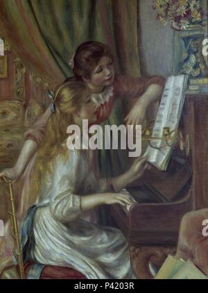 Les jeunes filles au piano - 1892 - 112x79 cm - Huile sur toile. Auteur : Pierre Auguste Renoir (1841-1919). Lieu : MUSÉE D'Orsay, France. Aussi connu sous : NIÑAS AL PIANO. Banque D'Images