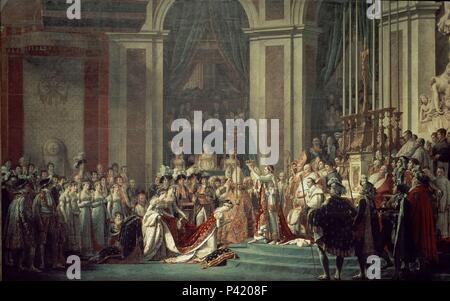 L'école française. Le couronnement de Napoléon. 1805. Huile sur toile (620 x 970 cm). Paris, musée du Louvre. Auteur : Jacques Louis David (1748-1825). Lieu : MUSÉE DU LOUVRE-peintures, FRANCE. Banque D'Images