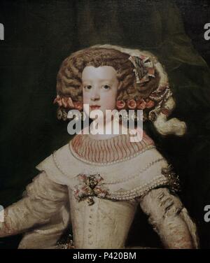 Portrait de l'Infante Maria Teresa (1638-83) future reine Marie-thérèse de France - 17e siècle - 71,5x60,5 cm - Huile sur toile - baroque espagnol. Auteur : Diego Velázquez (1599-1660). Emplacement : Kunsthistorisches Museum / MUSÉE DES BEAUX ARTS, WIEN, Autriche. Aussi connu comme : LA INFANTA MARIA TERESA. Banque D'Images