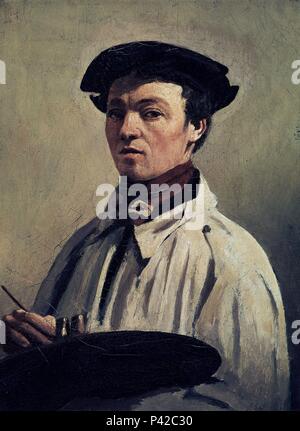AUTORRETRATO - SIGLO XIX. Auteur : Jean Baptiste Camille Corot (1796-1875). Emplacement : GALERIA DE LOS UFFIZI, FIRENZE, Italia. Banque D'Images