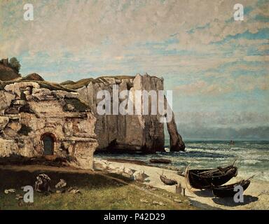 'Falaises d'Etretat après l'Orage", 1870, huile sur toile, 133 x 162 cm. Auteur : Gustave Courbet (1819-1877). Lieu : MUSÉE DU LOUVRE-peintures, FRANCE. Aussi connu sous : LAS ROCAS DE ESTRETAT ; LA FALAISE D'ETRETAT APRÈS L'ORAGE. Banque D'Images