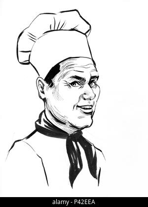 Chef de caractère. Illustration noir et blanc Encre Banque D'Images