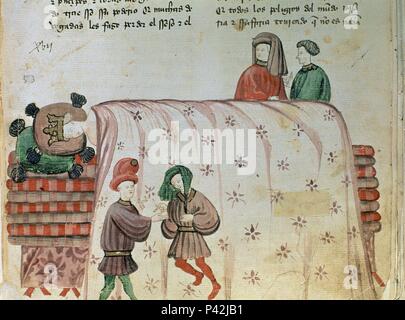 LIBRO DE LOS CASTIGOS DEL REY SANCHO IV DE CASTILLE - 'EL REY' malade 53 FOL - SIGLO XIII. Auteur : Sancho IV de Castille le Brave (1258-1295). Emplacement : BIBLIOTECA NACIONAL-COLECCION, MADRID, ESPAGNE. Banque D'Images