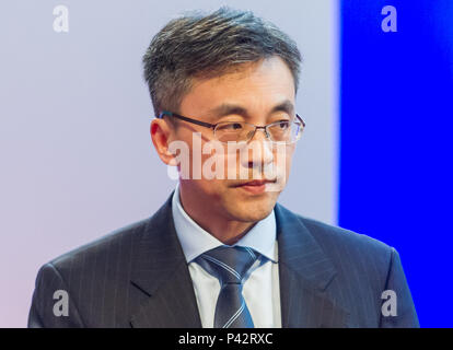 Ministre Qin Zhu, Chef de mission, ambassade de Chine, au cours de son intervention à la Conférence de Margaret Thatcher sur la Chine et la Grande-Bretagne à Guildhall. Banque D'Images