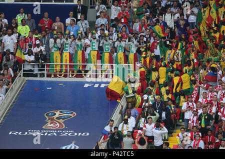 19.06.2018. Moscou, Fédération de:SÉNÉGAL FANS en action lors de la Coupe du Monde de la Russie en 2018, le groupe H, match de football entre la Pologne v Sénégal en stade Spartak de Moscou. Banque D'Images