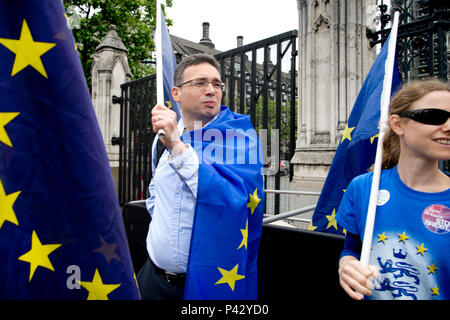 Londres, Royaume-Uni. 20 juin 2018. Manifestants devant le Parlement, Westminster, Londres en tant que membres de l'Union européenne Le Parlement européen débat de loi de retrait, le 20 juin 2018. Credit : Jenny Matthews/Alamy Live News Banque D'Images