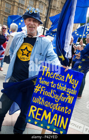 Londres, Royaume-Uni. 20 juin 2018. Manifestants devant le Parlement, Westminster, Londres en tant que membres de l'Union européenne Le Parlement européen débat de loi de retrait, le 20 juin 2018. Credit : Jenny Matthews/Alamy Live News Banque D'Images