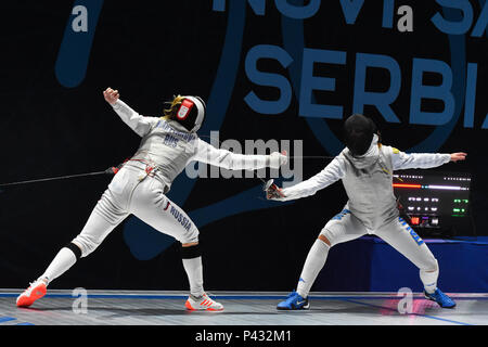 Novi Sad, Serbie. 20 juin 2018 escrime européenne championshio for womens Womens fleuret féminin par équipes Finale. Équipe d'Italie a gagné la médaille d'or, l'Italie a battu en finale de l'équipe Russie,équipe de France a remporté la médaille de bronze. Pour l'Italie a joué cini Chiara,Arianna Errigo,Mancini Camila et Volpi Alice Nenad Mihajlovic photo Credit : Nenad Mihajlovic/Alamy Live News Banque D'Images