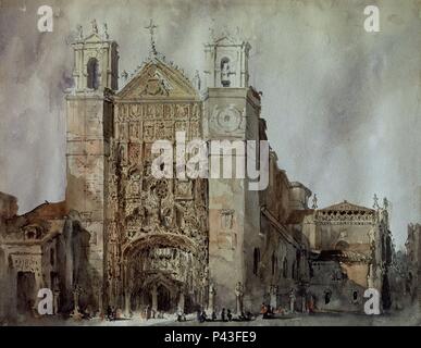 IGLESIA DE SAN PABLO EN VALLADOLID - SIGLO XIX. Auteur : Jenaro Pérez Villaamil (1807-1854). Emplacement : MUSEO ROMANTICO-PINTURA, MADRID, ESPAGNE. Banque D'Images