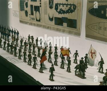 Guerre civile espagnole (1936-1939). Des soldats de plomb : l'Armée de terre. Soldados de plomo : Ejército de Tierra. Madrid, la guerre civile de l'exposition. Emplacement : EXPOSICION DE LA Guerra Civil Española, Madrid, Espagne. Banque D'Images