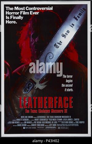 Titre original : LEATHERFACE : THE Texas Chainsaw Massacre III. Titre en anglais : LEATHERFACE : THE Texas Chainsaw Massacre III. Année : 1990. Banque D'Images